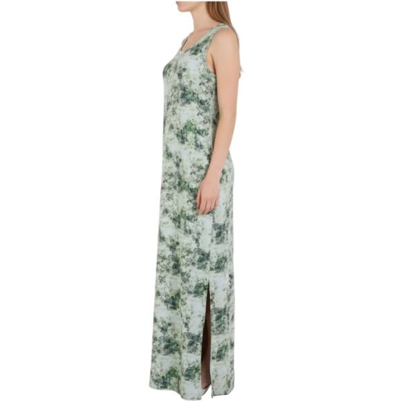 Eddie Bauer Maxi Dress Sleeveless Green Scoop Neck Side Slits Womens Medium New - Picture 2 of 7